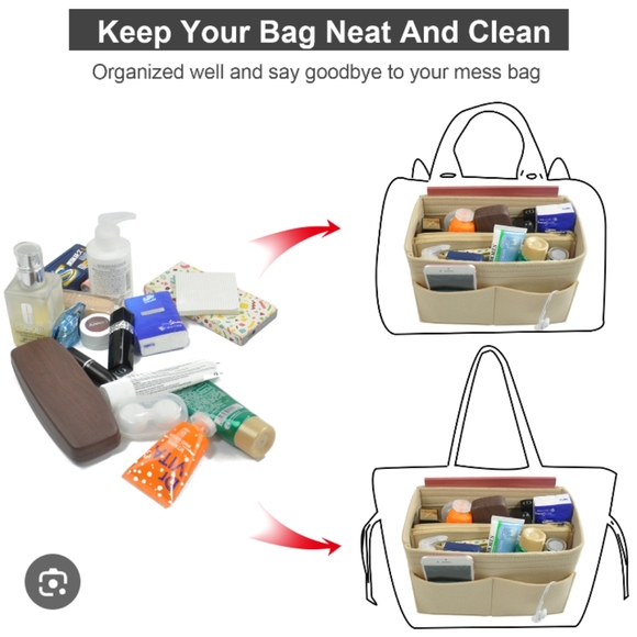 Purse Organizer Insert-Grey Leaves - Picture 4 of 9